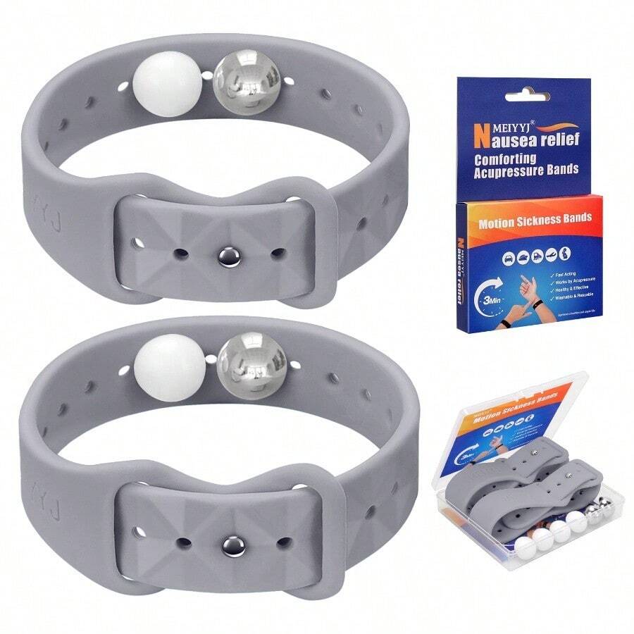 MEIYYJ 1 Pair/2pcs Anti-Motion Sickness Wristbands, Silicone Double-Clip Bracelets, Ergonomic Design
