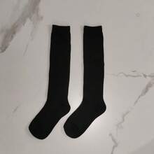 1 Pair Women's Cotton Solid Color Ribbed Knee High Socks, Fashionable Minimalist School Style - Multicolor - View 9