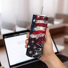 20oz Patriotic American Flag Fireworks Tumbler With Straw - Double-Wall Vacuum Insulated Cup, Leakproof Lid - Keeps Drinks Hot/Cold For Hours - Independence Day, Birthday, 4th Of July Gifts - Red, White, Blue Patriotic Cup For Home, Office, Travel, Outdoor - Durable Stainless Steel Construction, American Flag Decorations, Travel Drinkware, Star Pattern Design, Rustresistant Drinkware, Office Cup, Festive Cup, Highquality Construction, Reusable Cup, Office Workers - 1PC - 查看 3
