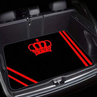 1pc Striped Crown Pattern Car Trunk Mat - Car Trunk Protective Pad, Car Pet Mat, Car Interior Decorative Mat, Luxury Pink Drip Effect, Wear-Resistant And Scratch-Resistant Suitable For Most Vehicles, Elegant Car Interior Accessory - Perfect Birthday/Anniversary Gift For Female Drivers