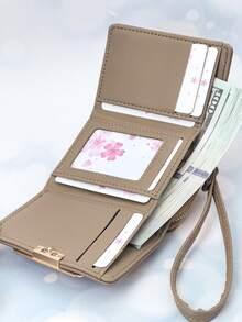 MINGYOU Short Tri-Fold Handbag Wallet PU Leather Women's Multifunctional Wallet With Zipper Large Capacity Coin Purse Card Holder For Women Wallet Mini Wallet Purse Wallet Small Wallet Cute Wallet Wristlet Wallet Purses For Woman Wallet For Ladies - Camel - View 5