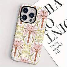 Estuche de teléfono con diseño de árbol de coco de verano y patrón retro para for  16 Pro Max, 15 Pro, 13, 11, 12, XS, 8 Plus y 7, estuche 2 en 1 brillante. - Multicolor - Ver 1