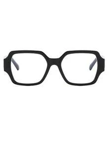 1 Pair Leopard Print Oversized Retro Personalized Transparent Eyeglasses, Oval Versatile Clear Lens - 3909-Đen - Xem 2