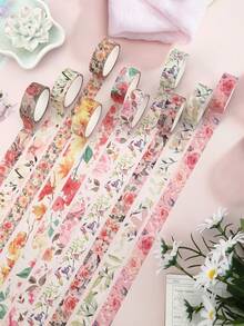 10 Rolls Of Floral Pattern Washi Tape - Creative Multi-Flower Combination Style Design - Decorative Material Tape For DIY, Photo Albums, Greeting Cards, Scrapbooks And Diaries - Fashion Stationery Decorative Tape, Gifts For Friends