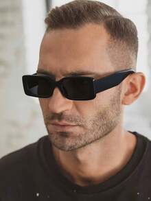 1 pieza Gafas de moda de montura rectangular vintage casuales para hombre, adecuadas para actividades al aire libre y atuendos - Multicolor - Ver 17