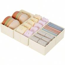 Drawer Organizer Foldable Fabric Storage System Drawer Inserts For Cupboards Wardrobe Organiser For Clothes Beige Pack Of 4 - Beige2Medium2Small - View 1
