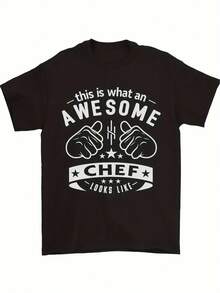 Camiseta gráfica divertida de chef para hombres Payeah - Este cómo se ve un chef increíble; Diseño. Camiseta Casual Negra de Manga Corta con Dedos Arriba; Estrellas. Ropa de Cocina Lavable aáquina de Ajuste Regular para Entusiastas de la Cocina. Accesorios de chef. Calidad de impresión duradera - Negro - Ver 1