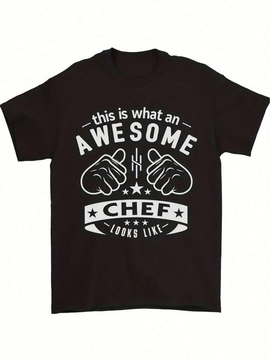 Camiseta gráfica divertida de chef para hombres Payeah - Este cómo se ve un chef increíble; Diseño. Camiseta Casual Negra de Manga Corta con Dedos Arriba; Estrellas. Ropa de Cocina Lavable aáquina de Ajuste Regular para Entusiastas de la Cocina. Accesorios de chef. Calidad de impresión duradera - Negro - Ver 1