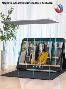 Keyboard Case Compatible With Ipad (A16) 11th Generation 10th Generation, 7th/8th/9th, Air 4th/5th/(M2) 2024 / (M3) 2025, Pro 11 (2018/2020/2021/2022) With PU Leather Cover, Detachable Wireless Keyboard Battery 150mAh & Built-In Pencil Holder English, Black - Black - View 5