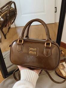 高品质女士奢华真皮设计师品牌单肩手提包、托特包、斜挎包 - 棕色 - 查看 7