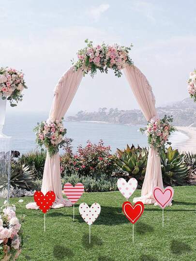 6个特大号红色、粉色、白色心形情人节装饰品，可爱心形装饰，适合用作情人节树顶装饰、家居和婚礼装饰