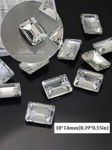 30pcs Shiny White Transparent Square Tip Diamond Glass Nail Art Rhinestone Decorations - Multicolor - View 13