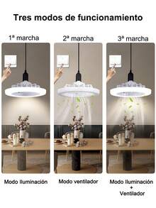 Lampara Ventilador, Foco Led Ventilador Abánico Techo, Ventilador De Techo E27,Lámpara Silenciosa Con Control Remoto Ventiladores Luces , lámpara de ventilador para habitación, salón, comedor, dormitorio - 1 unidad - Ver 3