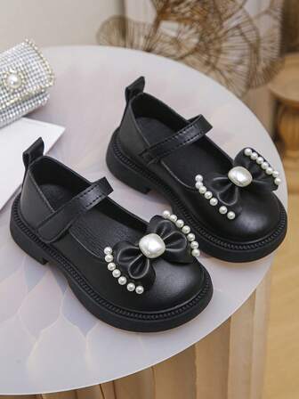 Girls' Cute Fashion Children's Leather Shoes, Spring/Autumn Bowknot Decor, Children's Comfortable Outdoor School Flat Shoes, Infant Casual Shoes, All Season Single Shoes, Back To School Recommended