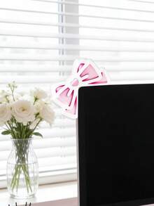 1个/2个甜美粉色蝴蝶结造型电脑显示器装饰贴纸，可爱卡通爱心图案，卡哇伊风格桌面摆件，可移除自粘装饰贴纸，适用于笔记本电脑、PC屏幕、书桌、卧室、宿舍、婚礼季、新娘送礼会、生日派对、毕业礼物、家居墙面装饰、拍照道具，少女甜美风格，可重复使用设备装饰贴纸，配件 - 彩色 - 查看 3