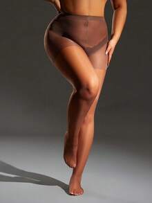 2pcs Women's 20D Sexy Minimalist Pantyhose - Coffee Brown - View 3