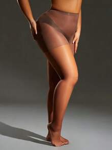 2 piezas Pantimedia sexy y minimalista para mujer - Café integral - Ver 2
