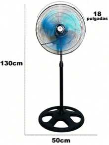 Ventilador 3 en 1,  de 3aspas, 3 Velocidades, 18", Negro Ventilador de Pedestal, Abanico de 3 Aspas Giratorio de 18 Pulgadas, Para Habitaciones y Espacios Largos, Oficinas, - Negro - Ver 6