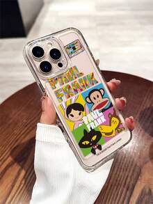 官方授权 Paul Frank 透明太空主题手机壳，全方位防震保护，带摄像头保护盖，猫、猴子、兔子、长颈鹿、字母、音乐播放器图案，全新设计，兼容 13/14/15/16/17 Pro Max - 彩色 - 查看 3
