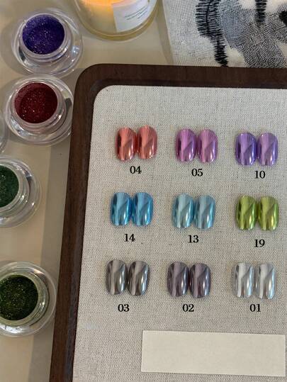 1 件装全息铬粉，闪亮亮片美甲粉，配双头眼影刷，适合美甲装饰