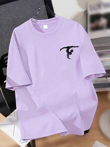 Tween Girl Cute Sunshine Girl Dance & Yoga Slogan Print Short Sleeve T-Shirt, New For Spring/Summer - Purple - View 5