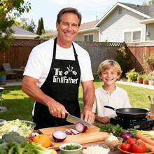 Grill Aprons For Men Dad - The Grill Father Apron - Funny Chef CooFKing Grilling BBQ Apron With 2 Pockets - Birthday Fathers Day Christmas Gifts For Dad,Black7 - 黑7 - 查看 7