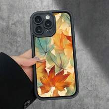 [tianyanjieti] Funda para teléfono: Patrón creativo de dibujo animado de hoja de arce, nueva funda para teléfono con diseño de escalera de cielo, divertida, simple, de moda, personalidad, unisex, regalo de vacaciones, funda para - Negro - Ver 1