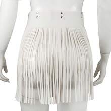 1pc Women's Fashion Tassel Skirt, Sexy Black Leather Bondage Tassel Skirt Apparel Waist Belt
