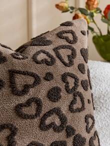 1pc/2pcs Valentine's Day Heart Embossed Decorative Pillow Cover (Pillow Insert Not Included), Reversible Dutch Linen Fabric, Square Cushion Cover, Holiday Home Decor Pillow, Soft Velvet Fabric, Modern Decor For Sofa, Bedroom, Dorm - Brown - View 5