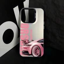 粉色跑车手机壳，兼容 17、16e、16、15、14、13、12、11 Pro Max、Air、X、XR、XS Max，防摔磨砂后盖 - 彩色 - 查看 4