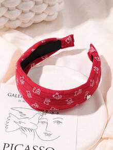 1pc Minimalist Cute Bear Print Fabric Headband, Versatile Daily Wear High Crown Hair Hoop, Washing Face & Hair Accessory - Multicolor - View 12