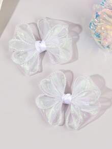 2pcs Multicolor Mesh Hair Bows For Baby Girls Elegant Mesh Alligator Clips Sparkly Tulle Hair Clips Sweet Casual Hair Barrettes Girls Gifts Hairpins Baby Hair Accessories - Multicolor - View 4