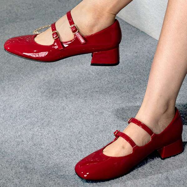  WEIDE Mary Jane para mujer con tacón cuadrado, zapatos cómodos y zapatillas elegantes de mujer para estudiantes y jóvenes fashionistas, combinan con faldas y pantalones casuales, ideales para uso diario, campus y salidas al aire libre