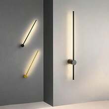 iluminación for Pared de tira larga de luz de pared lineal moderna, Diseño creativo giratorio Fondo de la sala de estar Dormitorio Cabecera de cama lámpara de pared interior, 60cm-negro(60CM-Gold) - Multicolor - Ver 9