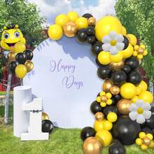 119pcs Bee-Themed Balloon Arch Set, Includes Bee And Daisy Foil Balloons, As Well As Yellow, Black, And Gold Latex Balloons. Perfect For Birthday Parties, Baby Showers, Engagements, Weddings, Bridal Showers, And Bee-Themed Party Decorations. - Multicolor - View 5