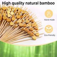 10/20/30/50/100/200pcs Bamboo Appetizer Toothpicks, Bamboo Barbecue Skewers, Heart-Shaped Food Clips, Chrome Gold Chicken Love Skewers, 4.7" Fruit Picks, Elegant Serving For Home, Restaurant, Buffet, Party, Cheese & Charcuterie Platters - Gold - View 10