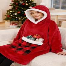 Bupekbee Wearable Blanket Hoodie With Giant Pocket, Soft Warm Sherpa Fleece Oversized Blanket Sweatshirt Gifts For Women Men - ColorJ - 查看 7