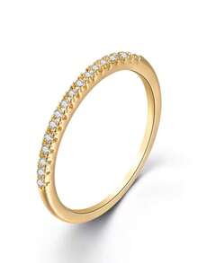 Luxury Half Eternity Ring With Cubic Zirconia, Gold And Silver Costume Jewelry - 金色 - 查看 14