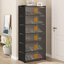 3/4/5/6/7 Tier Shoe Rack, Suitable For Wardrobe, Plastic Shoe Rack, Shoe Storage Box, Stackable Transparent Door Shoe Box, Easy To Assemble Shoe Cabinet, Accessories For Living Room Entryway, Bedroom And Dorm, Storage And Organization. Kitchen Storage Shelf, Living Room Toy Rack, Bedside Cabinet, Christmas Gift, Storage Box - Multicolor - View 12