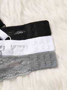 Hersunei 蜜桃女孩3件套女士多色蕾丝钢圈文胸，薄杯，透气舒适内衣 - 彩色 - 查看 9