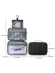 Large Hanging Toiletry Bag, Waterproof Foldable Handbag, Travel Cosmetic Razor Storage Bag, Women's Makeup Bag, Backpack, Student Dormitory Supplies Toiletries Bag Travel Toiletry Bag Wash Bag Shower Bag Large Capacity For Women Packing Cubes Travel Essential Vacation Essentials - 黑色 - 查看 10