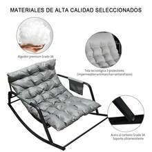 Silla mecedora ajustable extra grande y cómoda: asiento de plástico resistente con estructura robusta, silla de ocio versátil y portátil para interior y exterior, mueble de jardín, diseño de respaldo escalonado, sillón reclinable cómodo, tumbona de ocio, sillón reclinable decorativo, sillón de lactancia, silla mecedora con cojín grande, silla de patio, silla de relajación, mueble de exterior, silla mecedora, con capacidad para 2 personas. - Gris - Ver 4