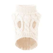 Pet & Dog Clothes - Knitted, Pet Knitwear - Couple's Sweater, Fashionable Pet Sweater, Stylish Autumn/Winter Pet Clothes, Solid Color Pet Apparel, Twist Knit Warm Pet Outfits, Essential Pet Outings, 8 Colors Available, All F89U - 白色貓狗服裝 - 查看 12