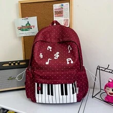 ピアノ鍵盤デザイン 通学用リュック｜清楚でおしゃれな学生バッグ｜軽量で大容量、A4サイズも収納｜中学生から大学生まで人気のモノトーン｜新生活や部活のお供に最適 - AA - チェックする 7