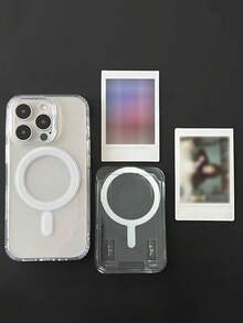 1个MagSafe透明亚克力钱包式照片卡套，兼容 17 Air、13、12、11、14、15、16 Pro Max Plus，带磁吸保护盖 - 無色 - 查看 9