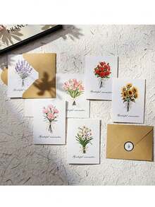 8件套全新花卉贺卡及信封套装，包含8个信封、8张贺卡（附8张封口贴纸）。适用于表达对母亲的感激之情，以及情人节、圣诞节、生日、折叠留言卡、个性化感谢卡和派对邀请函等场合。 - 彩色 - 查看 6