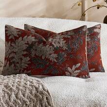 18" X 18" Unisex Floral Pattern Throw Pillow Cover, Vintage Chenille Square Cushion Cover, Soft Decorative Farmhouse Style Pillow Sham For Living Room Bedroom (1 Piece, 2 Piece Set Available) - Burgundy - View 10