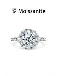 1 chiếc nhẫn cưới nữ, kiểu dáng hoa văn halo, bạc sterling 925 2.8g, đá Moissanite 2 carat, phong cách Bohemian Palace, thích hợp làm quà tặng đính hôn, cưới, kỷ niệm, ngày Valentine. Kèm theo giấy chứng nhận Moissanite và hộp quà sang trọng. - Bạc - Xem 12