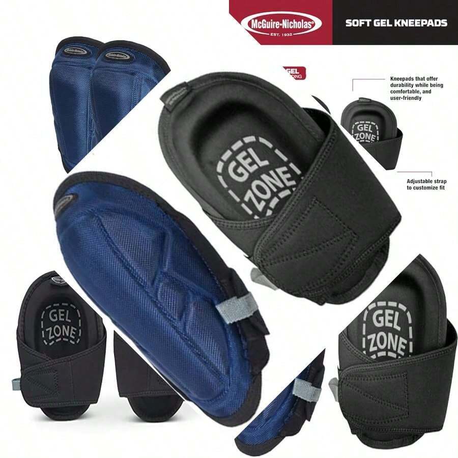 Adjustable Gel Lite Pro Knee Pads for Men and Women - Soft Gel Knee Pads for Gardening, Flooring and Work, Navy Blue/Black - Navy/Negro - Ver 1