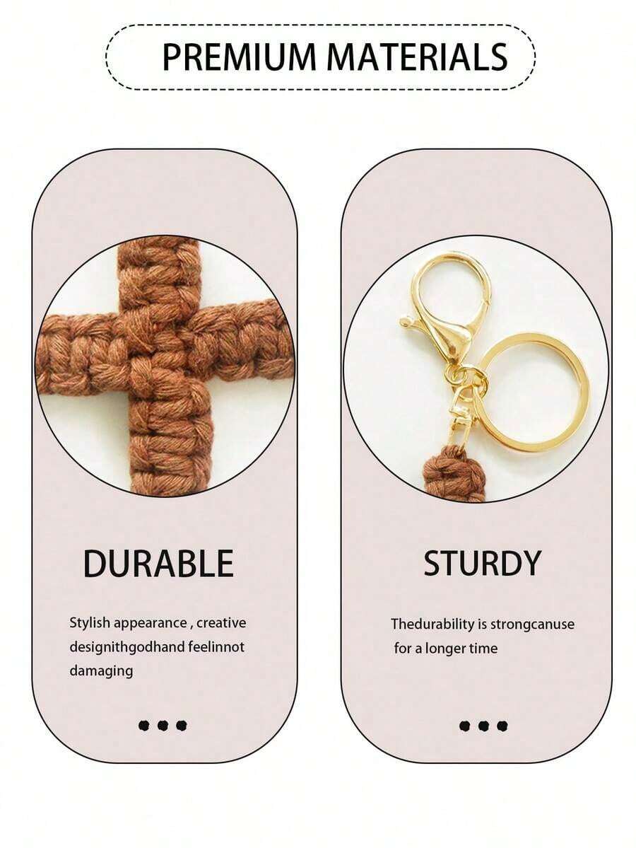 1PC Macrame Cross Keychain Cross Keychain Jesus Key Chain Christian Car Keychain Bag Charm Handmade Woven Soft Cross Keyring Bohemian Decor For Women And Men Gifts Holiday Decoration Ornaments Birthday Gift Women's Keychain Back To School Gift Couple Gift Birthday Gift Wedding Gift Festival Gift Party Gift Event Souvenir Friend Gift. Bag Charms Car Accessories Teacher Sister Gift Ideas - 彩色 - 查看 1